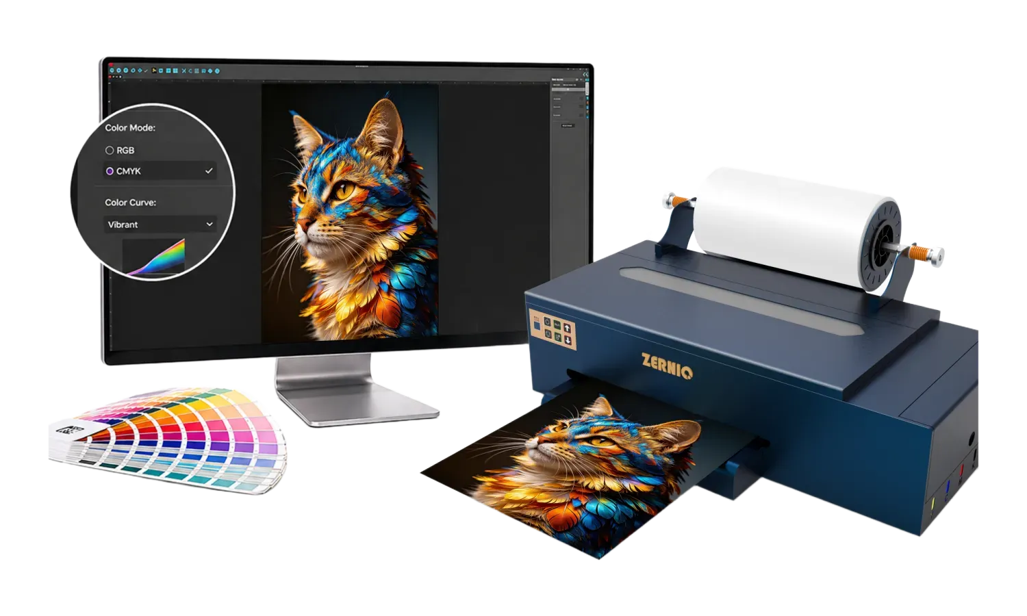 Detalles de color en un flujo de impresión DTF ZERNIQ